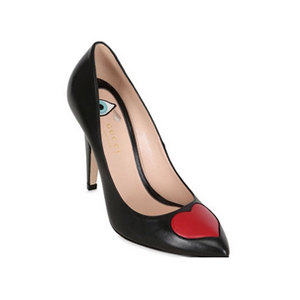 Gucci 105mm Molina Heart Leather Pumps 